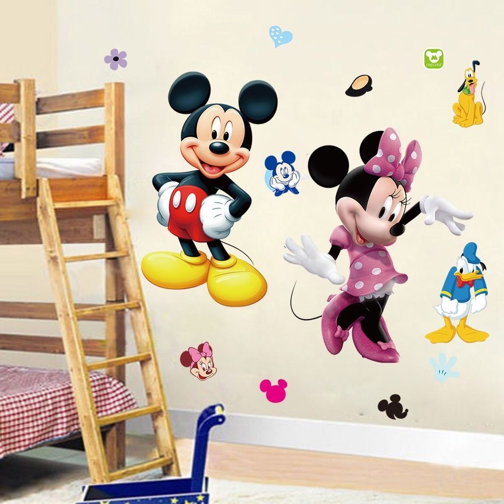 Mickey Minnie Mouse Cartoon Wall Sticker Pvc Decal Mural Diy Kids