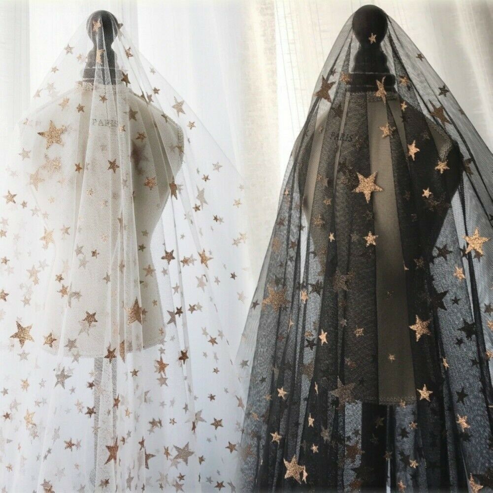 Star Glitter Mesh Fabric Sparkle DIY Tutu Skirt Wedding Dress Craft Curtain Yard