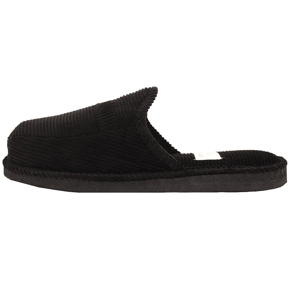 mens black corduroy slippers