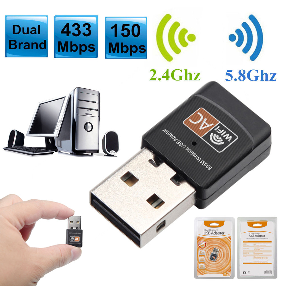 Wireless Usb Wifi Adapter 600mbps Wifi Dongle Pc Network Card Dual Band Wifi5 Hi Ebay