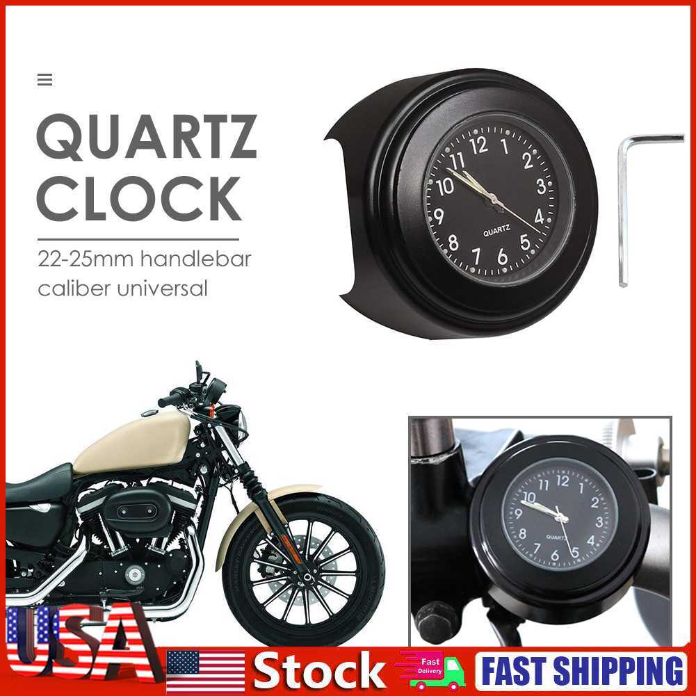 22-25mm Dia Motorcycle Handlebar Mount Clock Waterproof Luminous Quartz Watch US