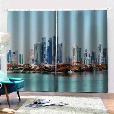 Inclusive and busy famous Wharf  Printing 3D Blockout Curtains Fabric Window
