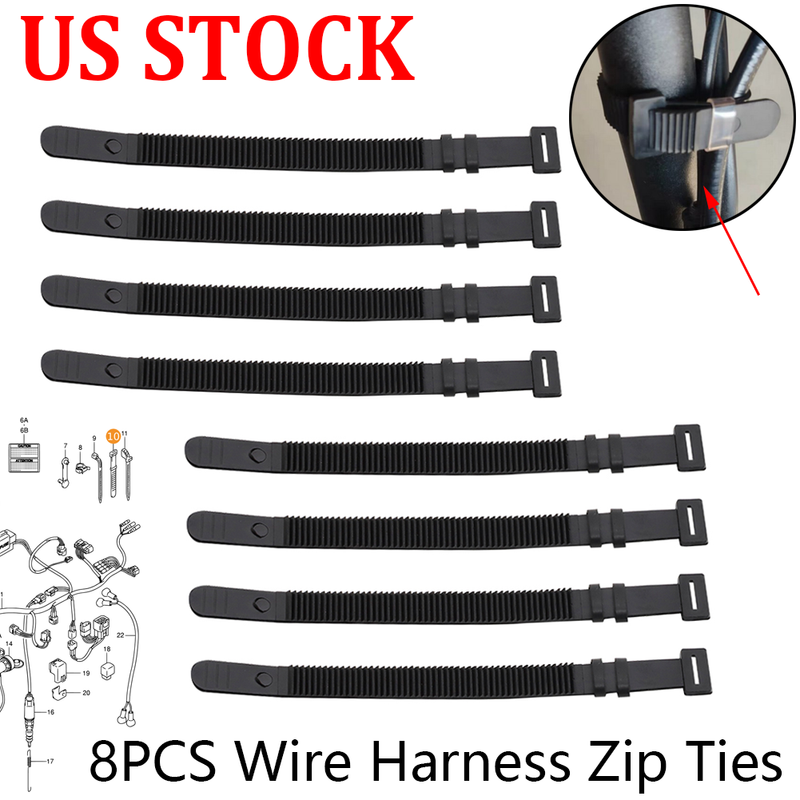 For Honda Yamaha Suzuki Motorcycle Wire Cable Zip Ties Band Harness Clamp 8PCS