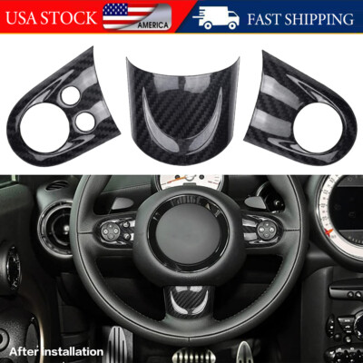 Car Interior Steering Wheel Cover Trim For MINI Cooper R55 R56 -R61 Carbon Fiber