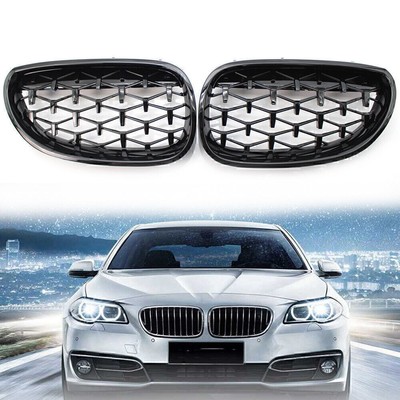 For BMW E60 2003-2009 5 Series Gloss Black Diamond Meteor Front Kidney Grill