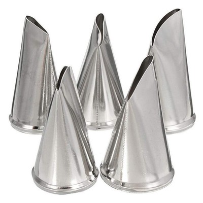 5 Pcs Petal Piping Nozzles Cake Decorating Tips Rose Flower Stainless Steel Icin