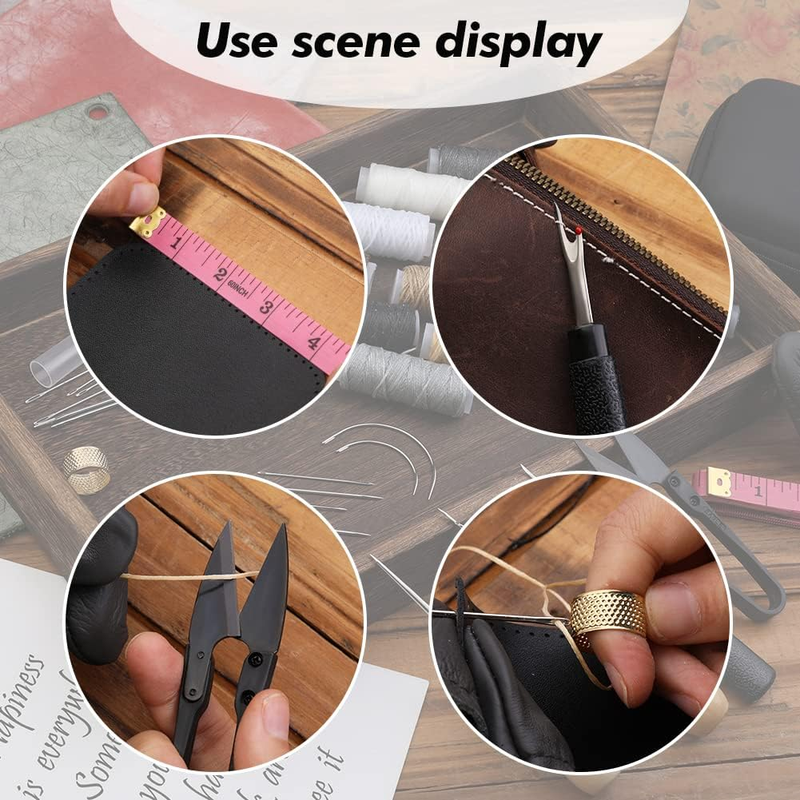 Leather Sewing Tools Leather Sewing Kit with 12 Colors Leather Sewing Wax Thread