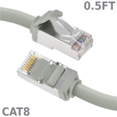 0.5 1 2 3 5 7 10FT Ethernet Cat8 RJ45 S/FTP Cable Shielded Cord 28AWG 2GHz Gray