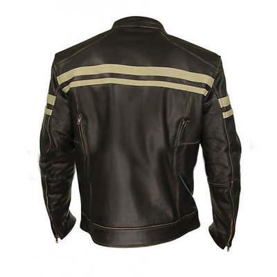 Pre-owned Classyak Men's Fashion Real Leather Biker Jacket In Black