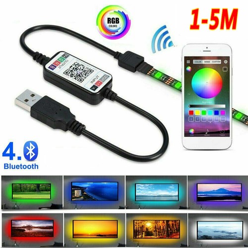 USB 3M 5M RGB LED Strip Light Music Sync Bluetooth APP Control TV PC Back Light