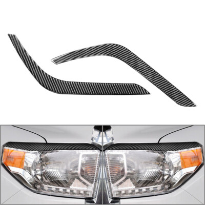 Carbon Fiber Headlight Eyelids Eyebrow Cover Trim For Toyota Tundra 2014-2021