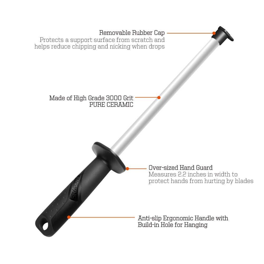 9-10'' Professional Knife Sharpener Kitchen Steel Rod Sharpening Tool 1200/3000#