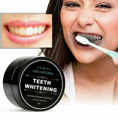 Organic Coconut Activated Charcoal Whitener Natural Teeth Whitening Powder 30g