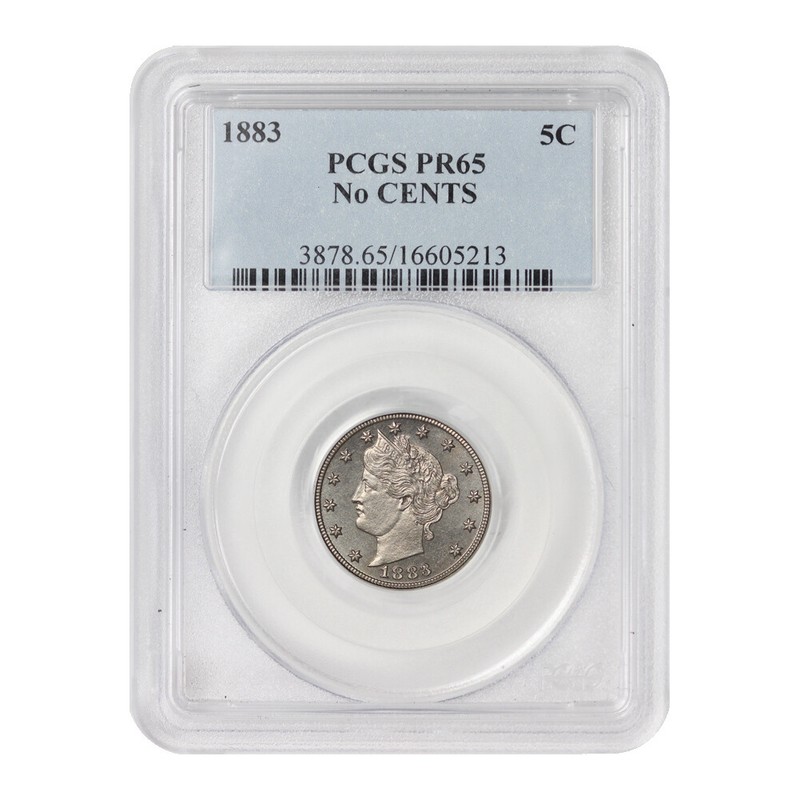 1883 5c US Liberty Nickel PCGS PR65 No Cents Variety