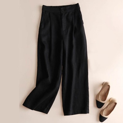 Comfortable and Easy going Casual Trousers Loose Fit Cotton Linen Pants