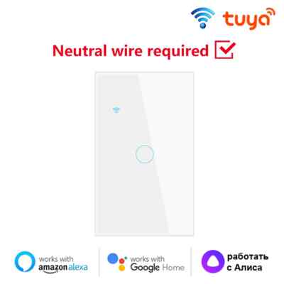 1/2/3/4gang TUYA WiFi Smart Touch Switch Home Light Wall Button 120*72mm Neutral