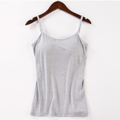 Womens Camisole Vest with Built in Shelf Bra Adjustable Spaghetti Strap Tank Top