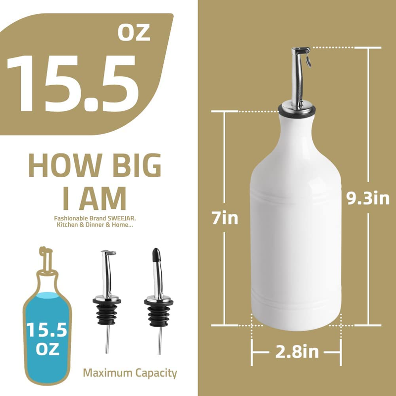 Sweejar Ceramic Olive Oil Dispenser Bottle, Opaque Oil Cruet Protects Oil to Red