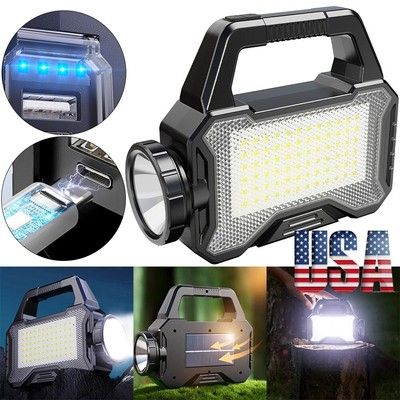 Super Bright Rechargeable LED Lamp Solar Lantern Handheld Spotlight Torch US