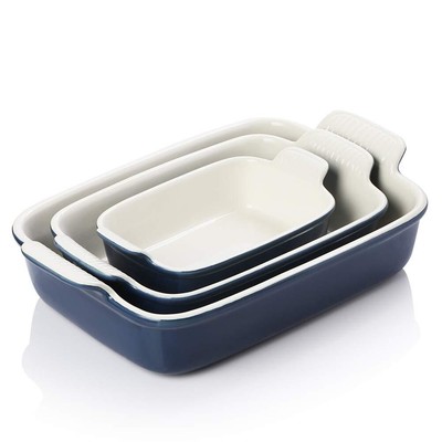 SWEEJAR Porcelain Bakeware Set for Cooking, Ceramic Rectangular Baking Dish Lasa