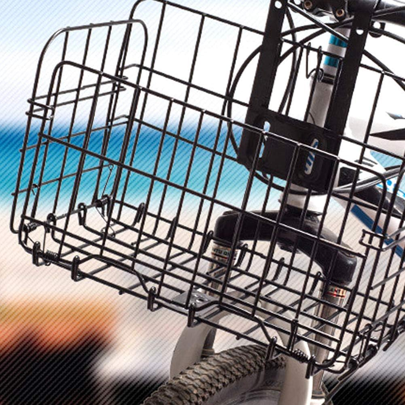 Folding Bike Front Basket Bicycle Wire Basket with Handles Easy Installation on