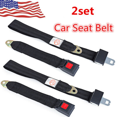 2Pack Universal Lap Seat Belt 2 Point Adjustable Retractable Car Single Seat Lap