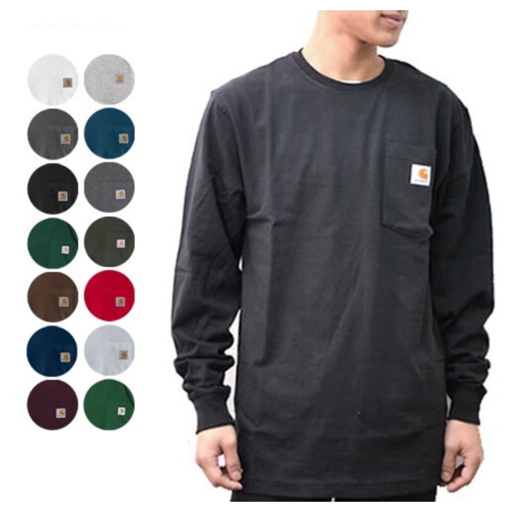 Мужская рубашка с длинным рукавом Carhartt свободного кроя с карманами для работы в тяжелом весе