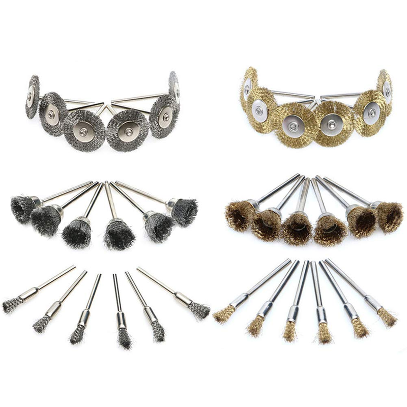 Wire Brushes Set, Set of 36Pcs Brass Steel Rotary Tool Wire Brush Polishing Whee
