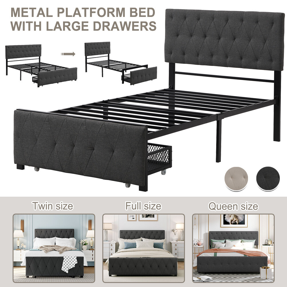 With Drawers Metal Storage Bed Frame Queen/full/twin Size Bed