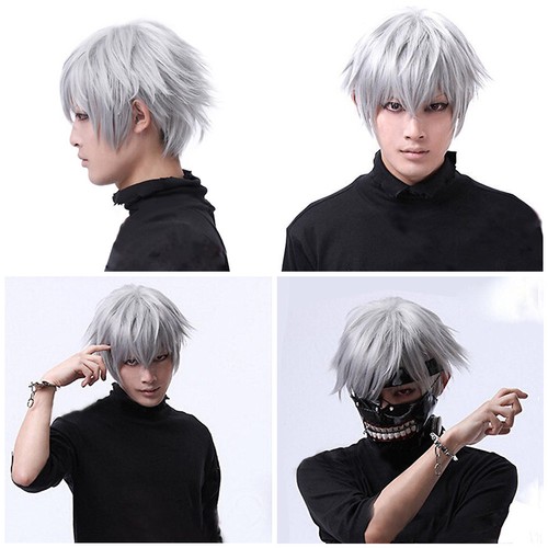 Men Tokyo Ghoul Kaneki Ken Short Synthetic Fiber Cosplay Wig