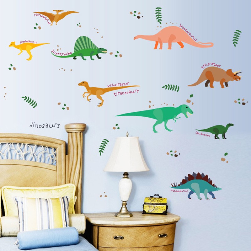 Details About Cartoon Dinosaurs Wall Stickers Kids Boys Bedroom Art Decal Nursery Removable