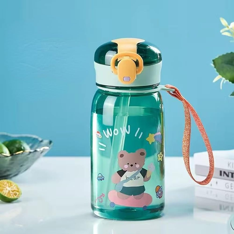 Kids Water Bottle 14oz with Straw, Leak-Proof ideal for school, hiking, sport US