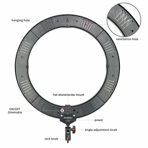 ZOMEI 14-inch Dimmable Ring Light Lighting Kit with Light Stand