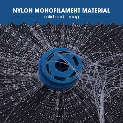 6/8/10/12/16FT Fishing Cast Net Bait Easy Throw Hand Cast Strong Nylon Mesh USA