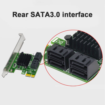PCI-E 1X SATA3.0 4 Port Expansion Card with Baffle 6Gbps for Windows Extenders