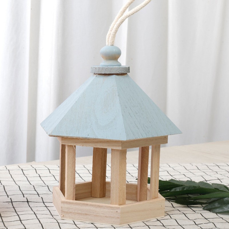 Hanging Parrot Nest Wild Bird Houses Hexagonal Wooden Table Bird Feeder House