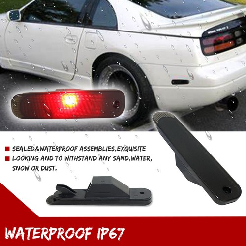 2x Smoked Rear Bumper Red LED Side Marker Lights For 1990-1996 Nissan 300ZX Z32