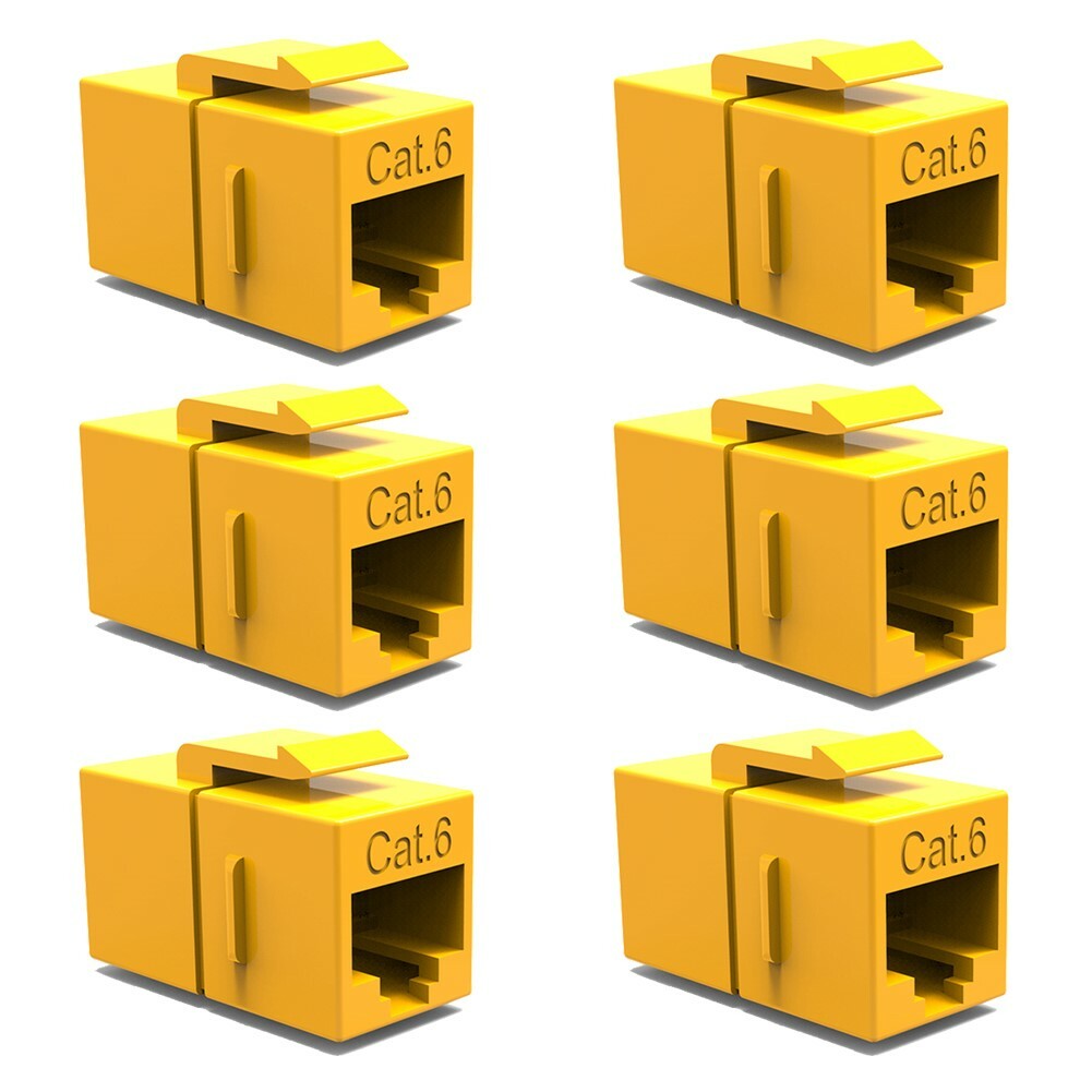 6 Pcs Cat6 RJ45 LAN Keystone Jack Coupler Cable