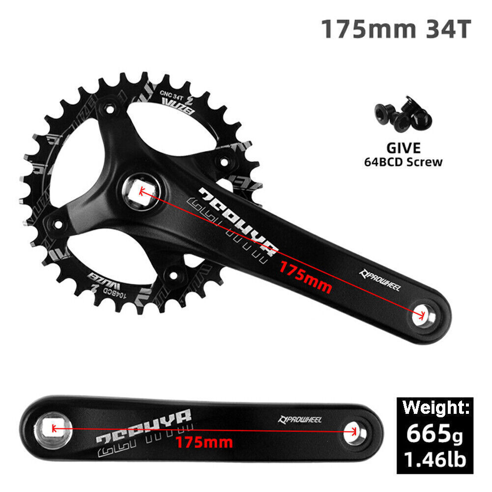 Prowheel Mountain Bike Crank 175 mm 34T Sprocket 104BCD MTB Crankset Set