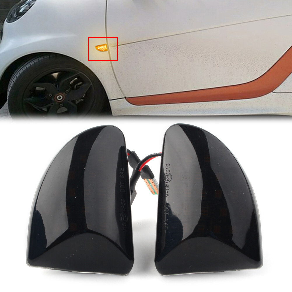 Sequential Dynamic Side Marker Lamp Turn Signal LED Light Fit Smart Fortwo Black