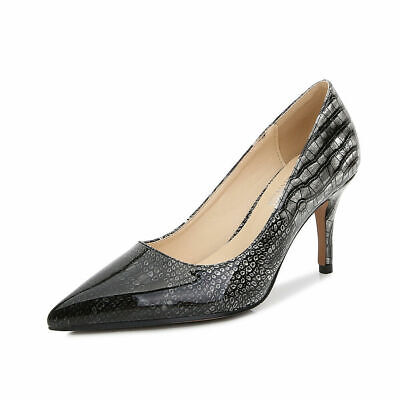 Sexy Pointed Stiletto Plus Size Pump Snake Print Splice Faux Leather Women Shoes