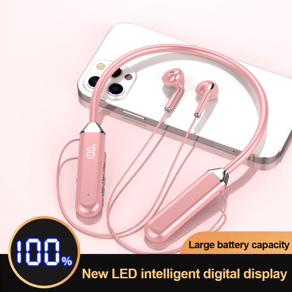 Wireless Bluetooth Neckband Headphones Mic Headset Stereo Earbuds Earphone