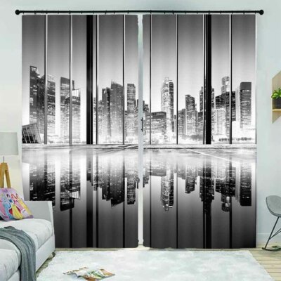 Rough Strength Smoke 3D Curtain Blockout Photo Printing Curtains Drape Fabric