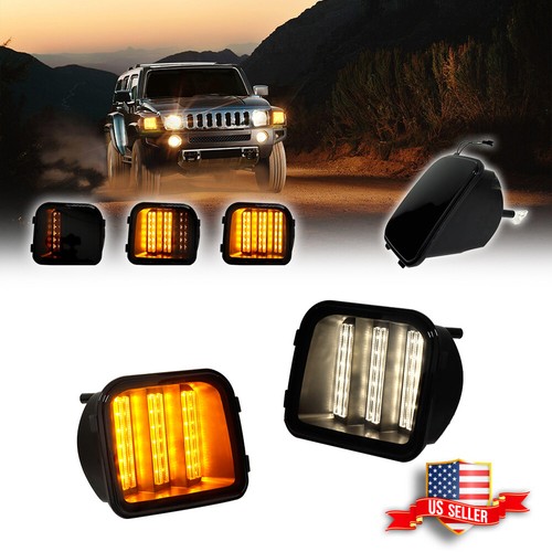 Sequential Switchback LED Smoke Front Corner DRL Signal Lamp For 06-10 Hummer H3