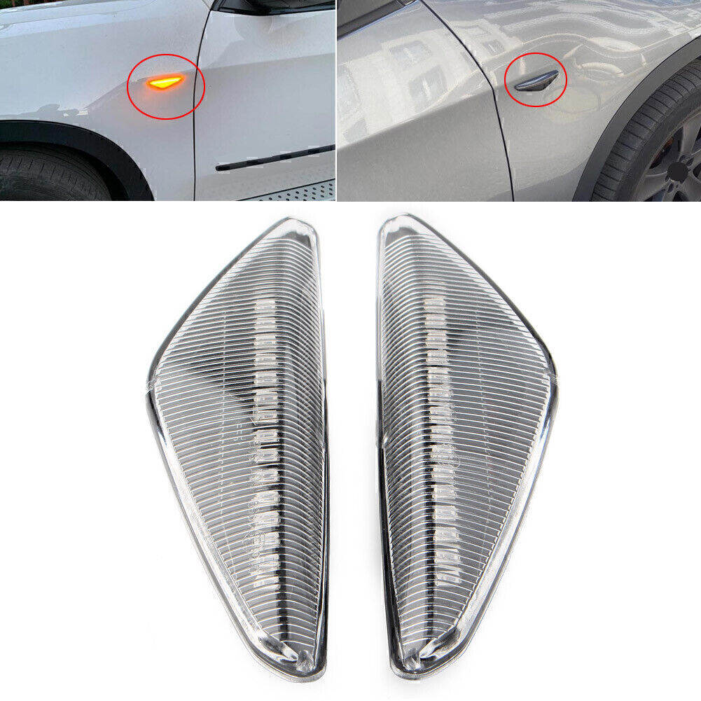 1 Pair Dynamic LED Side Marker Turn Signal Light Fit BMW F25 E70 E71 X3 E72 X5 6