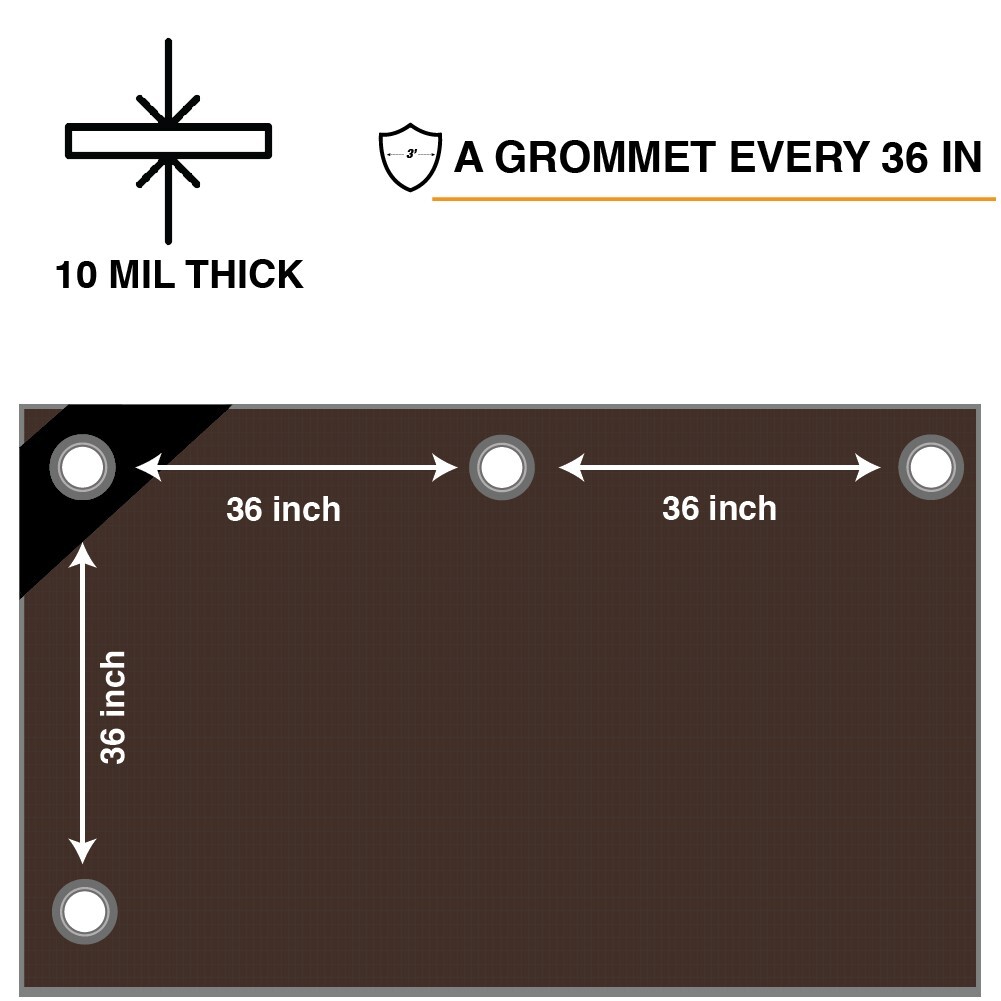Heavy Brown Tarp - 5 MIL Multipurpose UV Resistant, Waterproof Protective Tarp