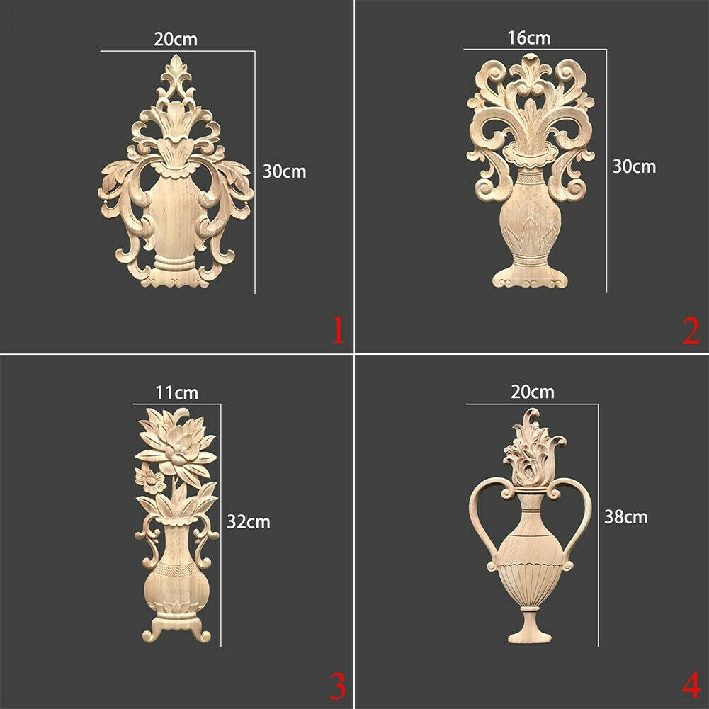 Holz Geschnitzt Inlay Wandleuchte Möbel Tür Wand Ornament Aufkleber Craft Retro
