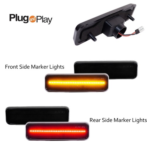 4PCS Smoked LED Front + Rear Side Marker Lights For 72-74 & 84-87 Dodge Charger