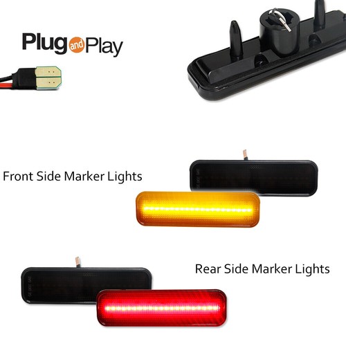 Smoked Front Amber+Rear Red LED Side Marker Light For 1970-1977 Chevrolet Camaro