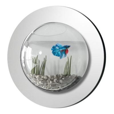 NEW! WALL MOUNTED FISH TANK - MIRRORED BUBBLE AQUARIUM WITH BACKGROUND